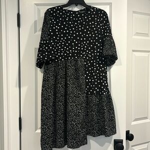 Caara Black and White Asymmetrical Dress